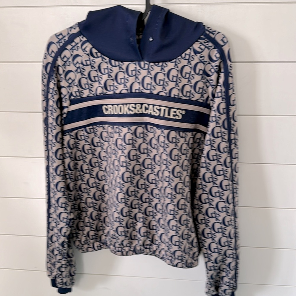 Crooks & Castle Size M Monogram Hoodie Spring 2019 Luxury Esthetic Navy